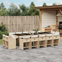 15-delige Tuinset met kussens poly rattan beige - thumbnail