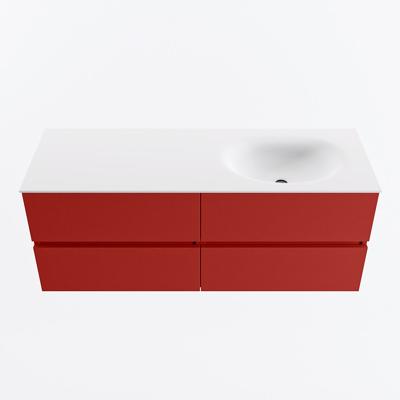 MONDIAZ VICA 130cm badmeubel onderkast Fire 4 lades. Wastafel MOON rechts zonder kraangat, kleur Talc.