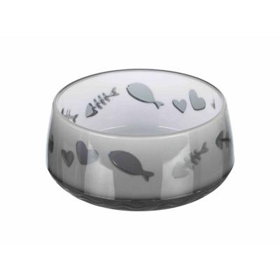 TRIXIE VOERBAK / WATERBAK VIS / HART KUNSTSTOF / RUBBERRING ASSORTI 12 CM 300 ML 4 ST