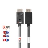 Club 3D displayport 2.1 vesa dp80 gecertificeerde kabel male-male (zwart, 1,2 meter, 4k 240hz, 8k 60hz, 80gbps) - thumbnail
