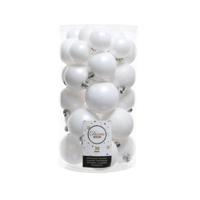 30 Kerstballen plastic glans-mat-glitter assorted winterwit KSD - Ksd - thumbnail