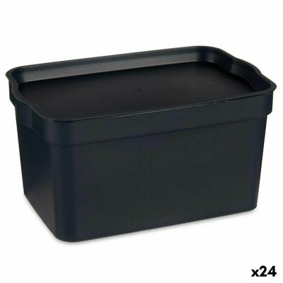 Opbergbak met Deksel Kipit Antraciet Plastic 2,3 L (24 Stuks)