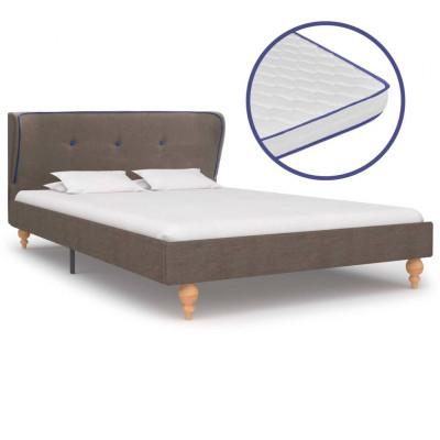 vidaXL Bed met traagschuim matras stof taupe 120x200 cm