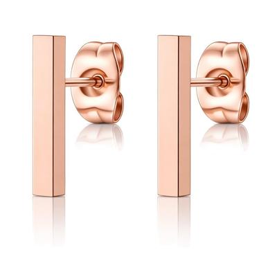 T-Bar oorbellen Dames Edelstaal Staaf Rosekleurig