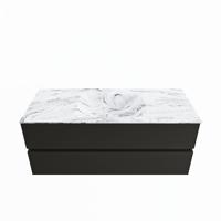 MONDIAZ VICA-DLUX 120cm badmeubel onderkast Urban 2 lades. Inbouw wastafel CLOUD midden 1 kraangat, kleur Glace. - thumbnail