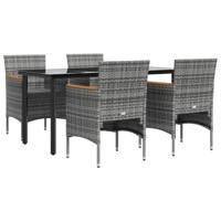5-delige Tuinset met kussens grijs en zwart - thumbnail