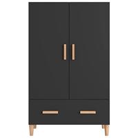 Hoge kast 70x31x115 cm bewerkt hout zwart - thumbnail