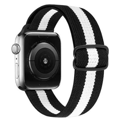 Solo Loop Nylon bandje - Zwart / Wit - Geschikt voor Apple Watch 44mm / 45mm / 46mm / 49mm Solo Loop Nylon bandje - Zwart / Wit - Geschikt voor Apple Watch 44mm / 45mm / 46mm / 49mm