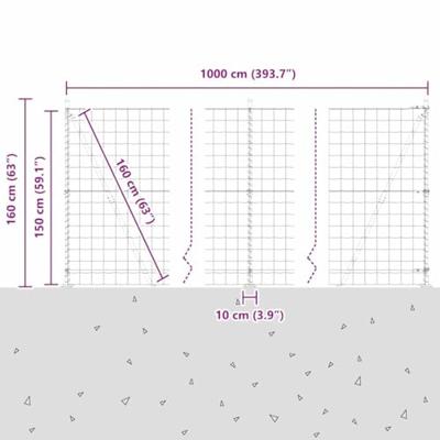 VidaXL Hek met paal zilver 1,5 x 10 m staal