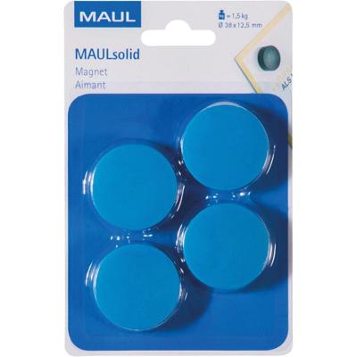 MAUL magneet Solid, 38 mm, trekkracht 1,5 kg, blister van 4 stuks, blauw MAUL magneet Solid, 38 mm, trekkracht 1,5 kg, blister van 4 stuks, blauw