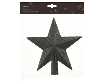 Kerst Piek plastic ster glitter l4 en h19 cm zwart Decoris - Decoris Kerst Piek plastic ster glitter l4 en h19 cm zwart Decoris - Decoris