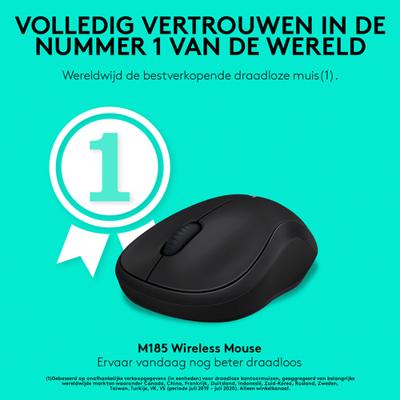 Logitech M185 Zwart/Grijs Draadloze Muis - thumbnail