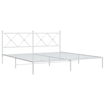 Bedframe met hoofdbord metaal wit 180x200 cm