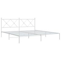 Bedframe met hoofdbord metaal wit 180x200 cm - thumbnail