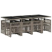 13-delige Tuinset met kussens poly rattan grijs - thumbnail
