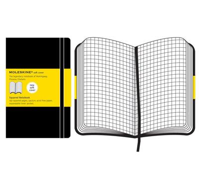 Notitieboek Moleskine large 130x210mm ruit 5x5mm soft cover zwart