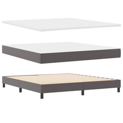 Boxspringbed met matras in grijs, super king size, faux leer