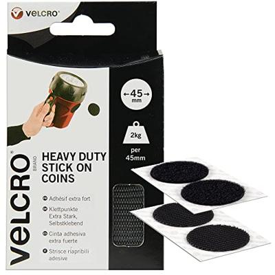 VELCRO® Klittenband punten Om vast te plakken Haak- en lusdeel, Extra sterk (Ø) 45 mm Zwart 12 stuk(s)