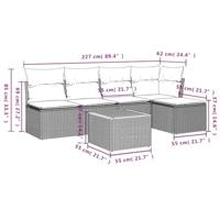 6-delige Loungeset met kussens poly rattan beige - thumbnail