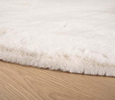 Tapeso Ovaal hoogpolig vloerkleed - Comfy plus - wit - 150x240 cm