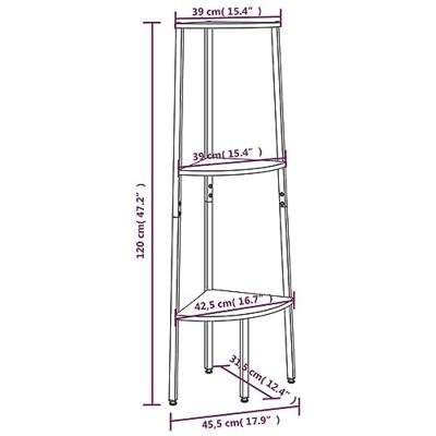 Hoekkastje met 3 schappen 45,5x31,5x120 cm lichtbruin en zwart Hoekkastje met 3 schappen 45,5x31,5x120 cm lichtbruin en zwart