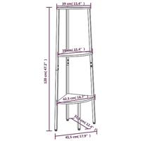 Hoekkastje met 3 schappen 45,5x31,5x120 cm lichtbruin en zwart - thumbnail