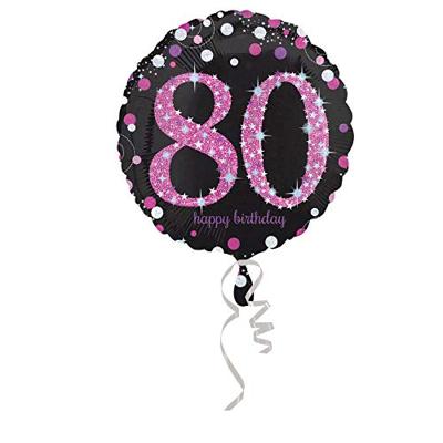Folieballon 80 Jaar Happy Birthday Pink 43cm