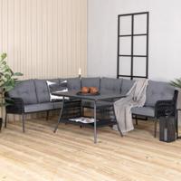 Nohr Loungeset 'Domenique' Met hoekbank en tafel, kleur Zwart - thumbnail