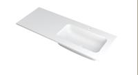 INK Wastafel Faktor polystone rechts met 1 kraangat 120 cm x 45 cm x 1,5 cm Mat wit 3407228 - thumbnail