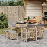 9-delige Tuinset met kussens poly rattan beige - thumbnail