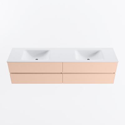 MONDIAZ VICA 190cm badmeubel onderkast Rosee 4 lades. Wastafel CLOUD dubbel 2 kraangaten, kleur Talc.