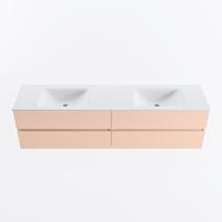 MONDIAZ VICA 190cm badmeubel onderkast Rosee 4 lades. Wastafel CLOUD dubbel 2 kraangaten, kleur Talc. - thumbnail