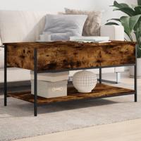 Salontafel 100x50x50 cm bewerkt hout en metaal gerookt eiken - thumbnail