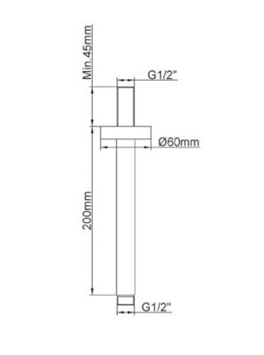 Douchearm Wiesbaden UniMatch Caral | 20 cm | Plafond montage | Messing | Rond | Geborsteld messing PVD