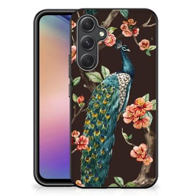 Samsung Galaxy A54 Dierenprint Telefoonhoesje Pauw met Bloemen