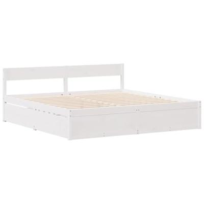 Bedframe zonder matras massief grenenhout wit 140x190 cm