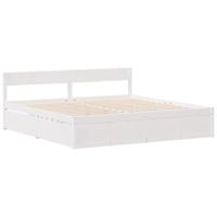 Bedframe zonder matras massief grenenhout wit 140x190 cm - thumbnail