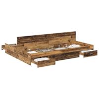 Opbergbedframe met lade Oud hout 140 x 190 cm Bewerkt hout - thumbnail