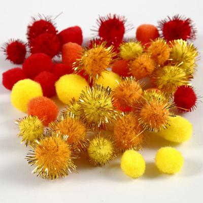 Creativ Company Pompons, d 15+20 mm, oranje, rood, geel, 48 div/ 1 doos Creativ Company Pompons, d 15+20 mm, oranje, rood, geel, 48 div/ 1 doos