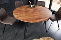 Ronde eettafel SCORPION 120cm natuurlijk acacia massief hout haarspeldpoten retro design - 43668 - thumbnail