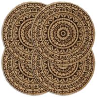 VidaXL Placemats 4 st rond 38 cm jute donkerbruin - thumbnail