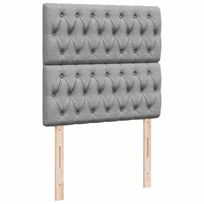 Boxspring met matras stof lichtgrijs 140x200 cm - thumbnail