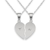 Gebroken hart ketting graveren - Zilver - thumbnail
