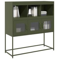 Dressoir 100,5x39x107 cm koudgewalst staal olijfgroen - thumbnail