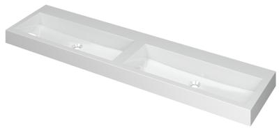 INK Wastafel Momento Polystone dubbel zonder kraangaten 180 cm x 45 cm x 9 cm Mat wit 3421370