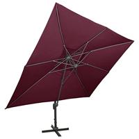 VidaXL Zweefparasol met dubbel dak 400x300 cm bordeauxrood - thumbnail