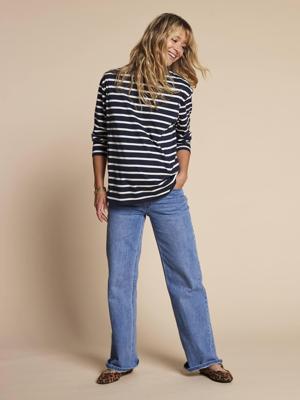 Gepersonaliseerde zwangerschaps- en borstvoedingstrui met strepen ENVIE DE FRAISE marineblauw Gepersonaliseerde zwangerschaps- en borstvoedingstrui met strepen ENVIE DE FRAISE marineblauw