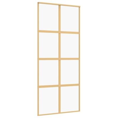 Schuifdeur 90x205 cm helder ESG-glas en aluminium goudkleurig