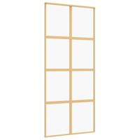 Schuifdeur 90x205 cm helder ESG-glas en aluminium goudkleurig - thumbnail