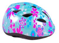 Volare kinder fietshelm - xs - blauw roze bloemetjes - 47-51 cm - extra klein model - thumbnail